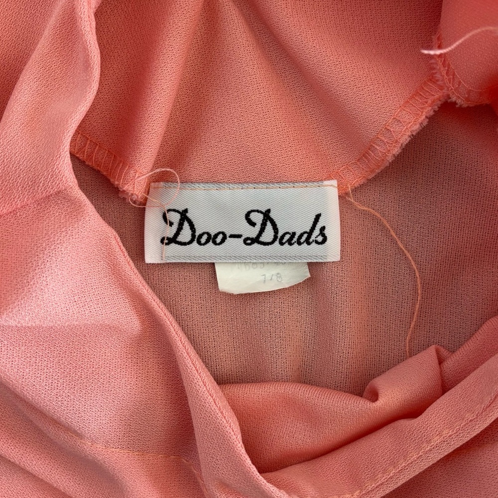 Vtg Doo-Dads Secretary Dress Size 7/8 Peach Semi-Sheer Elastic Waist w/Belt USA - Picture 4 of 13